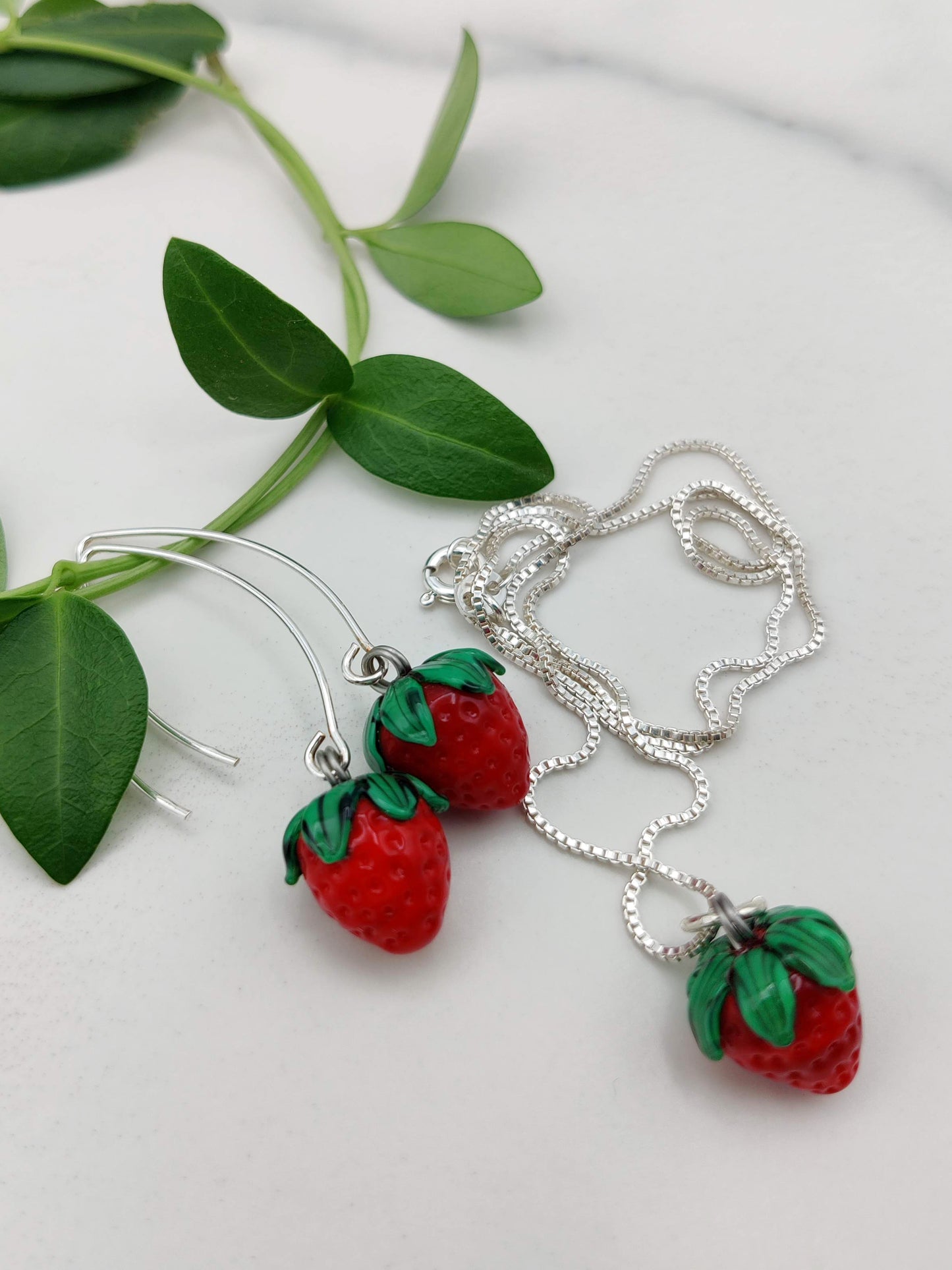 Flameworked Strawberry Glass Earrings