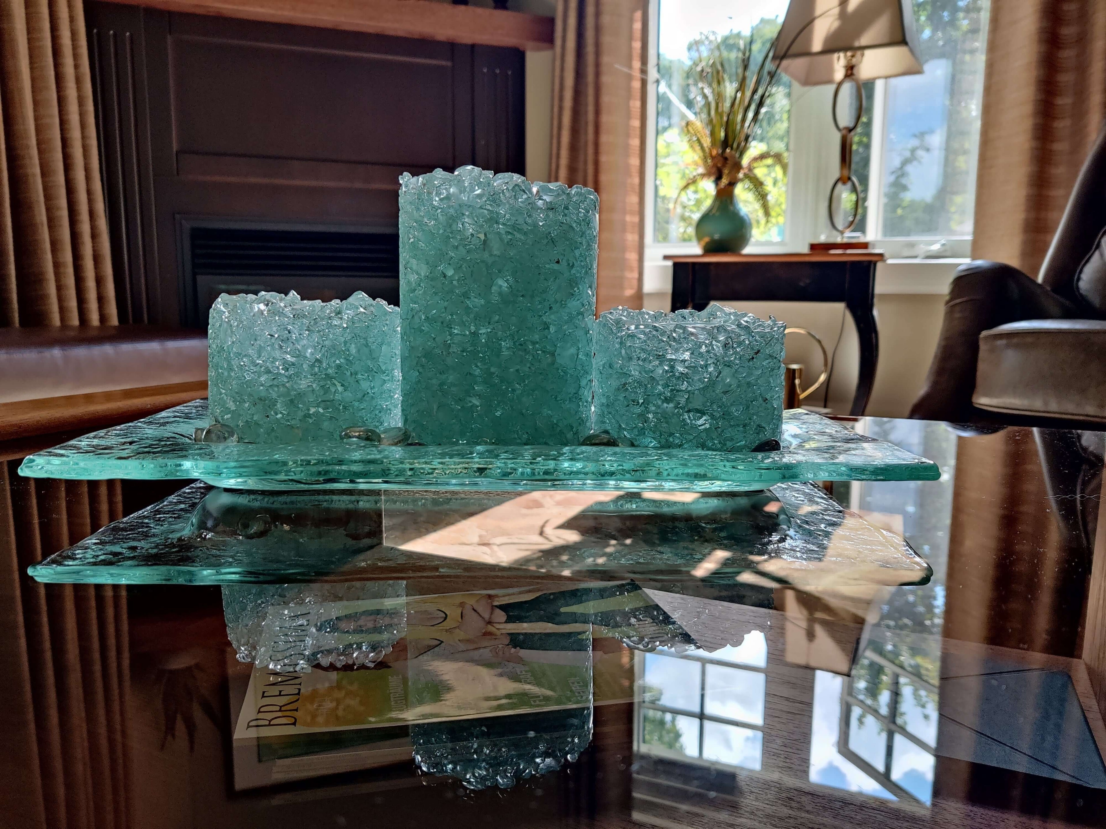 Upcycled Arctic Ice Candle Holders Home