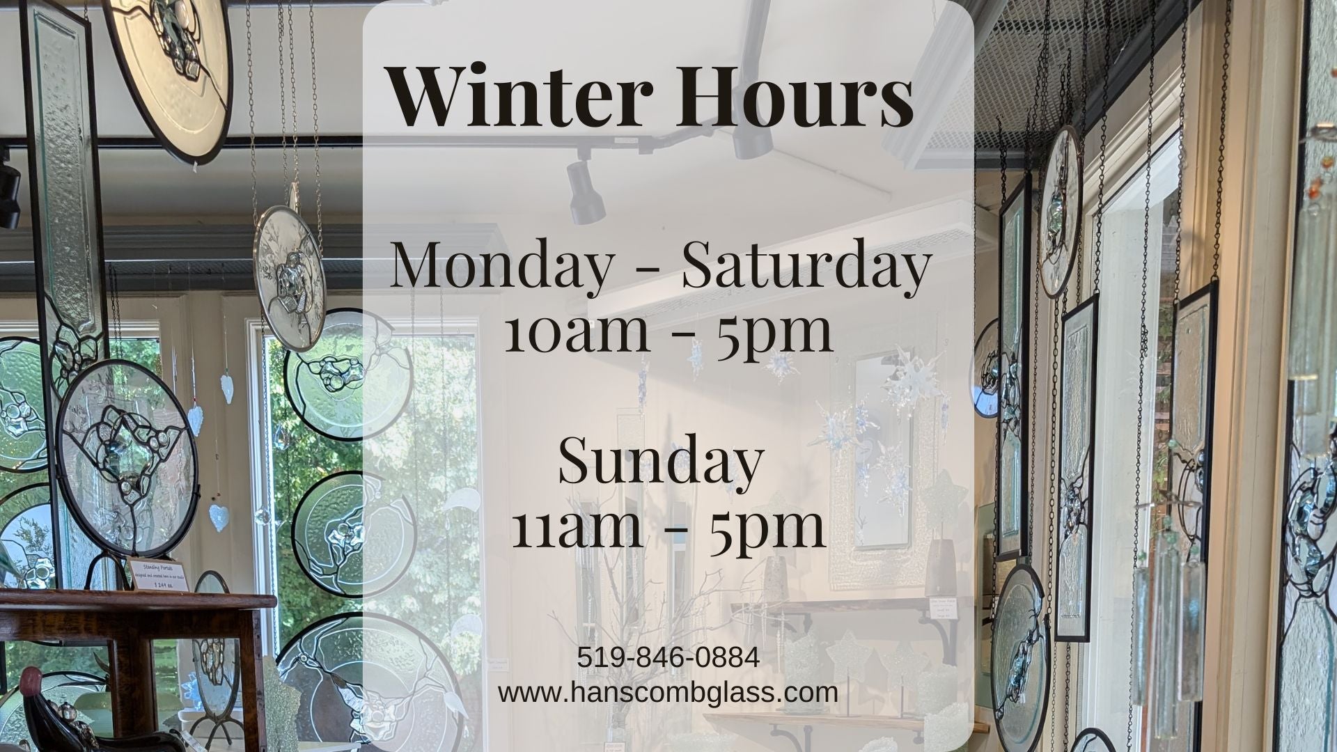 Winter Hours Hanscomb Glass