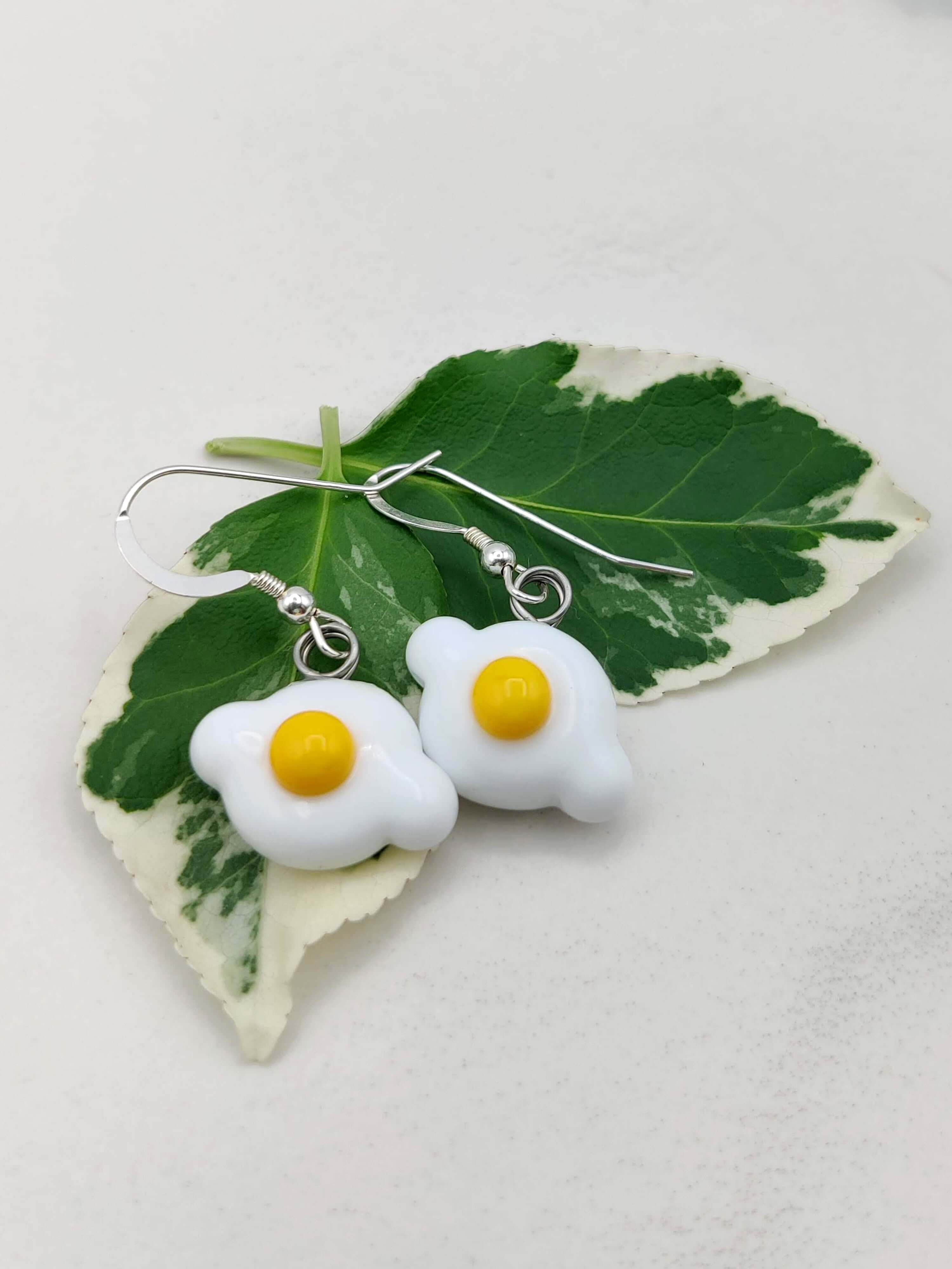  Flameworked Egg Glass Earrings