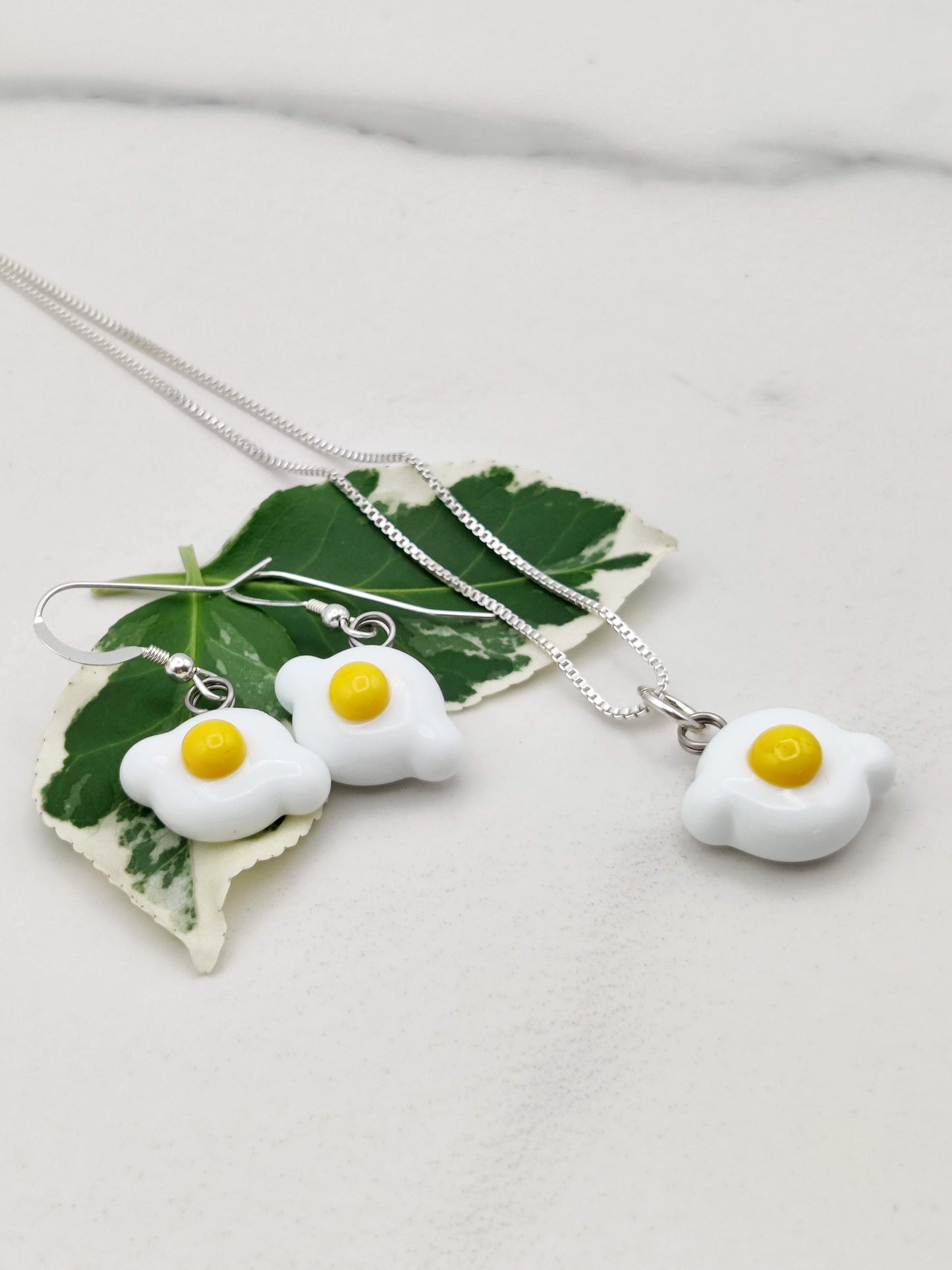 Flameworked Egg Glass Earrings