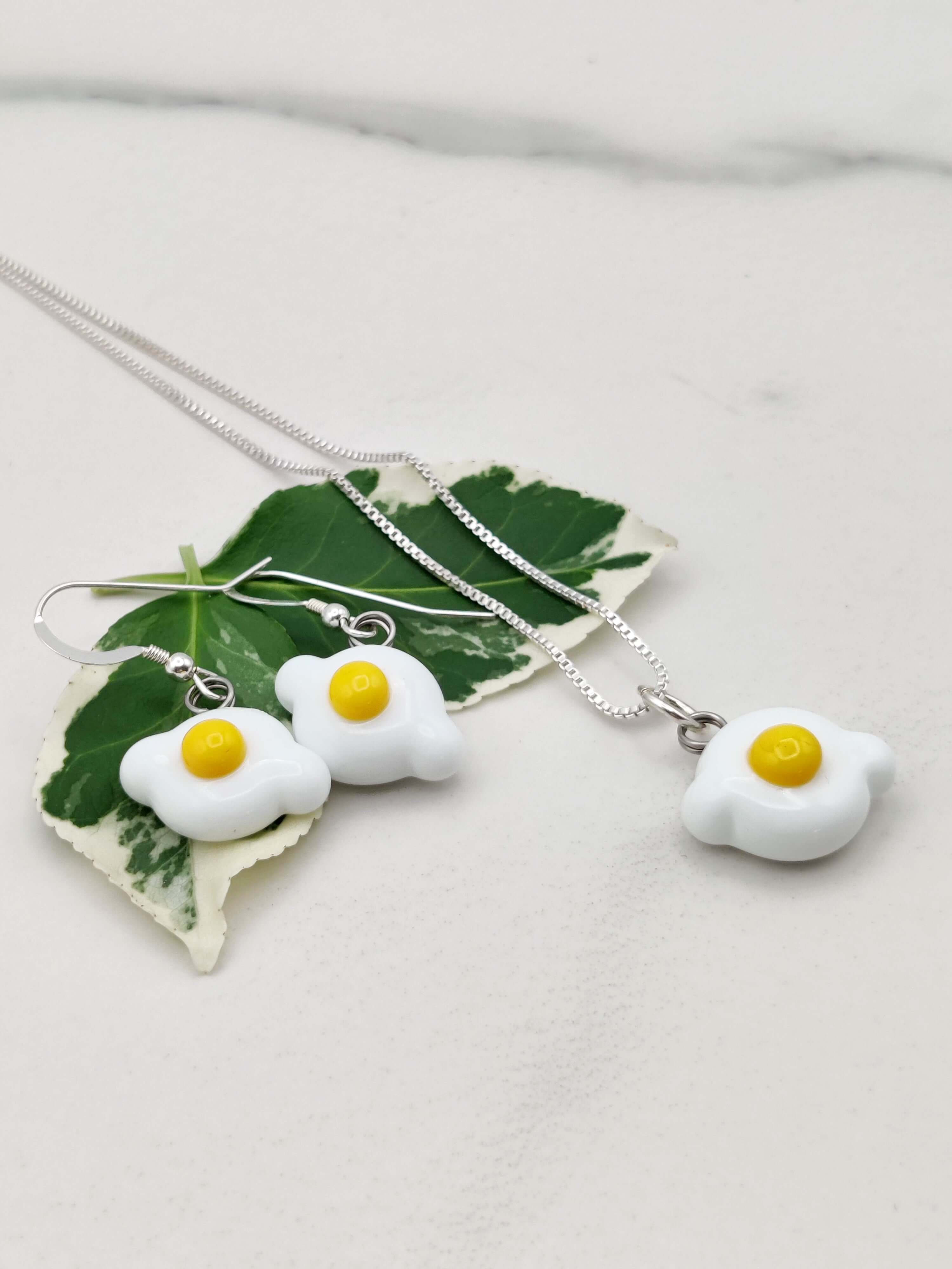  Flameworked Egg Glass Earrings