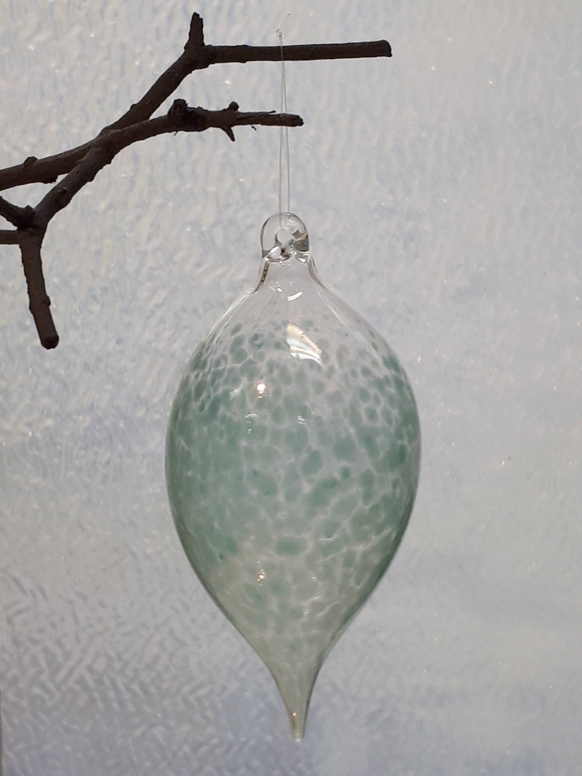 Light Aqua Blue Glass Ornament