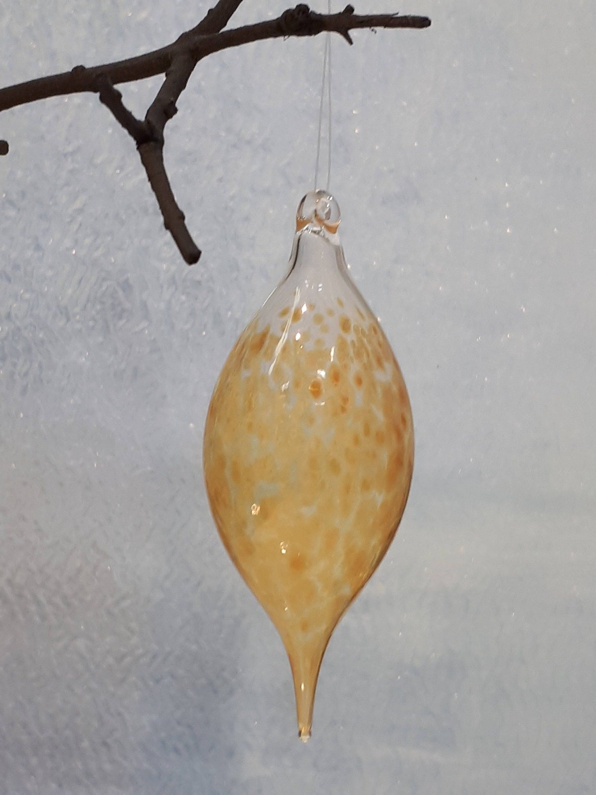 Yellow Speckled Glass Ornament