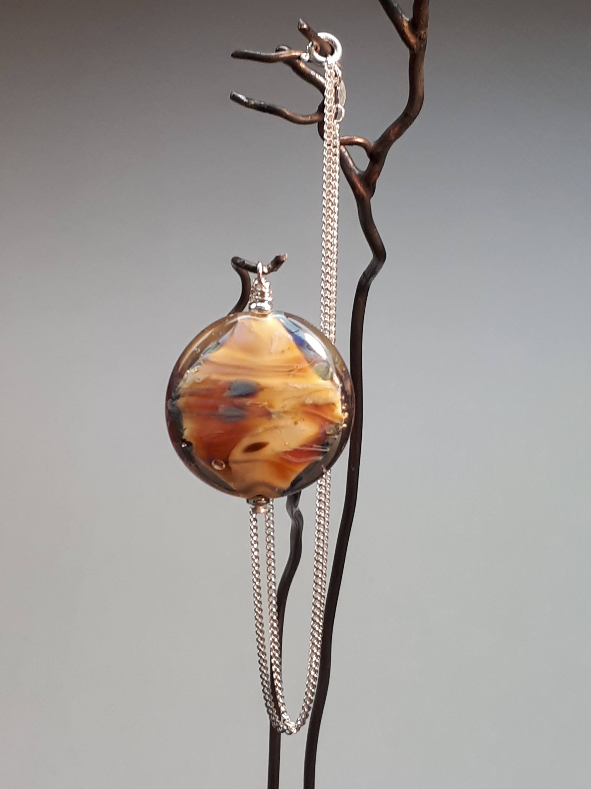 Handmade One of a Kind Glass Pendants with silver necklace