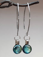 Beautiful Dichroic glass jewelry - Handmade green blue earrings
