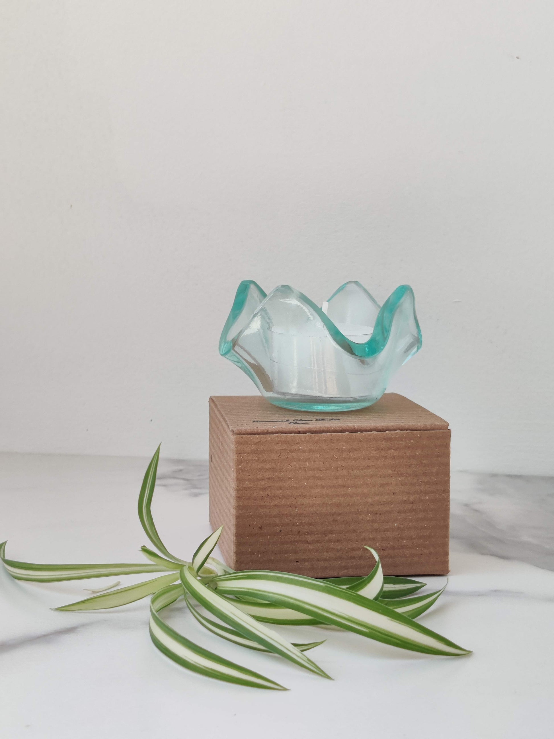 Small Glass Drape Candle Holder