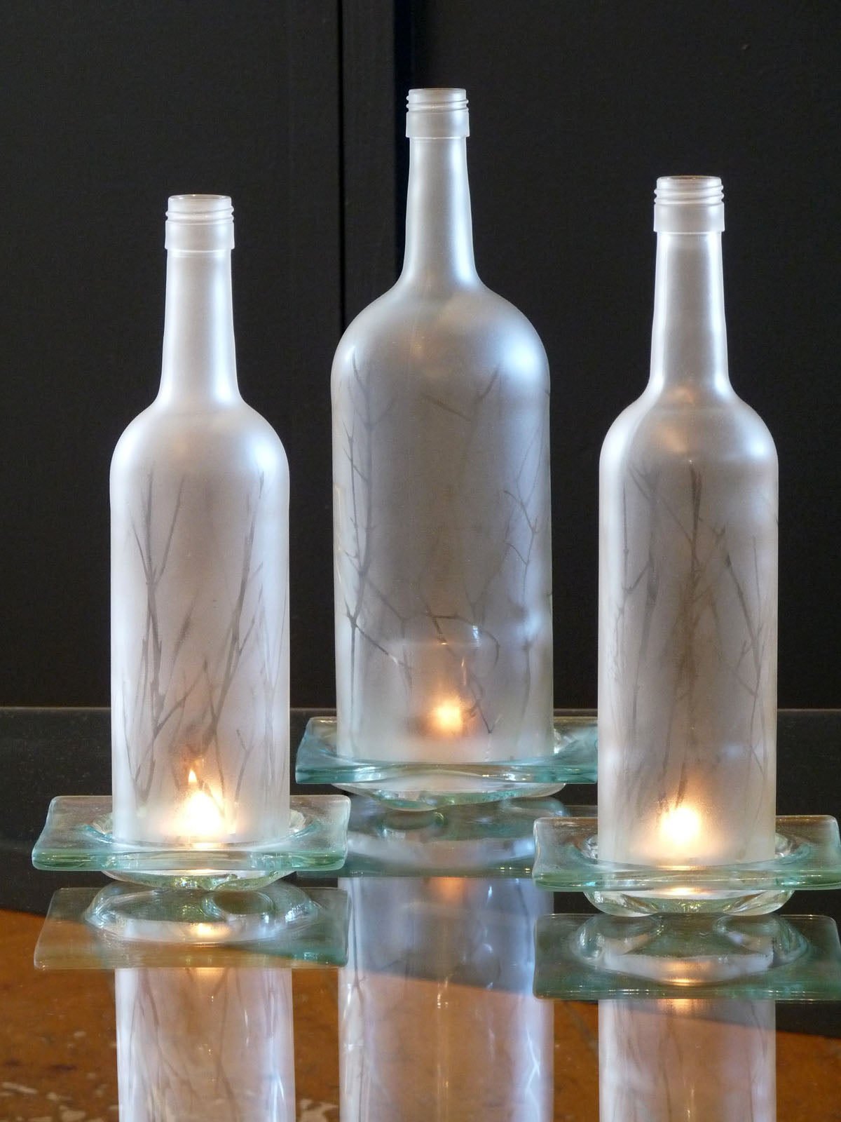Wine Bottle Lantern Made at Hanscomb Glass Studio