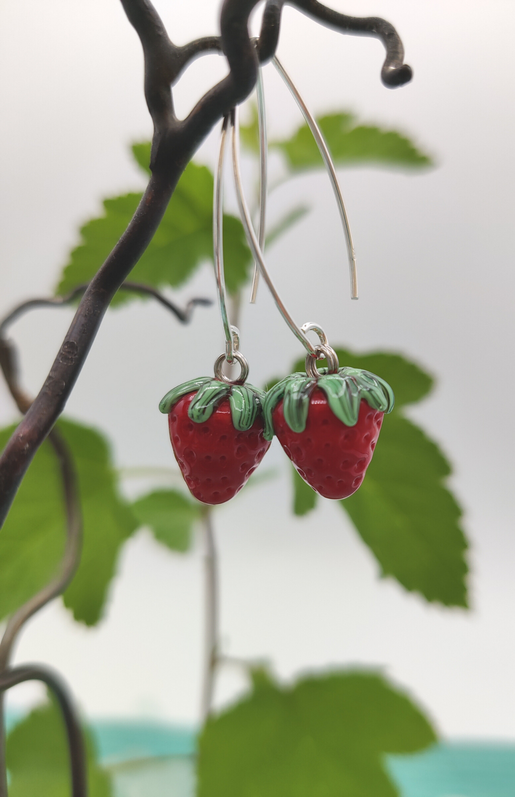 Glass Strawberry Earrings